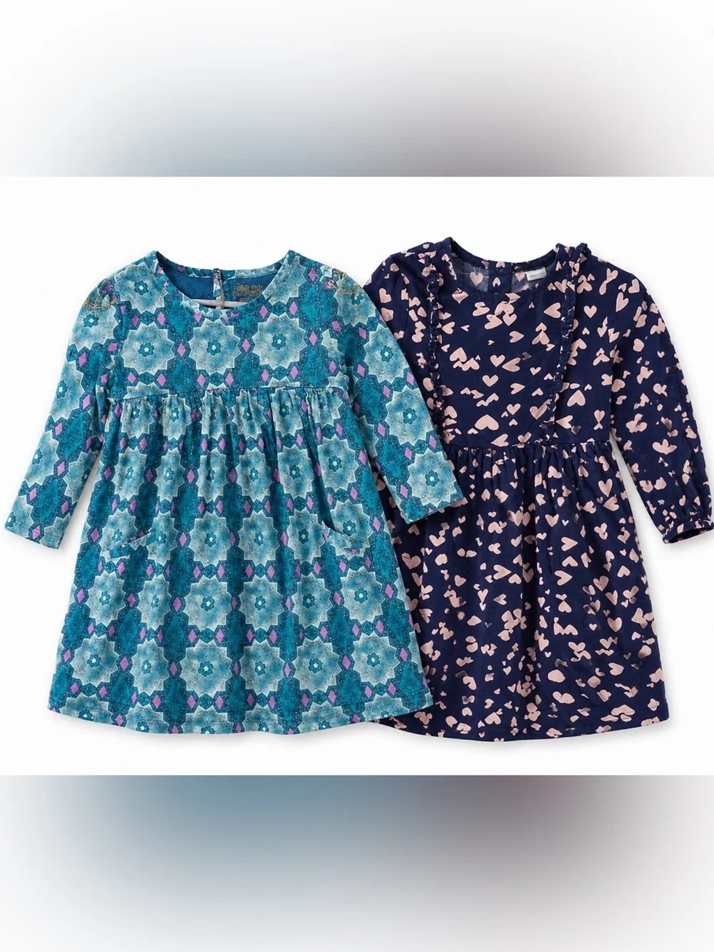 OshKosh B’gosh Girls Dress Bundle 2 Long Sleeve Dresses 3T Floral Hearts